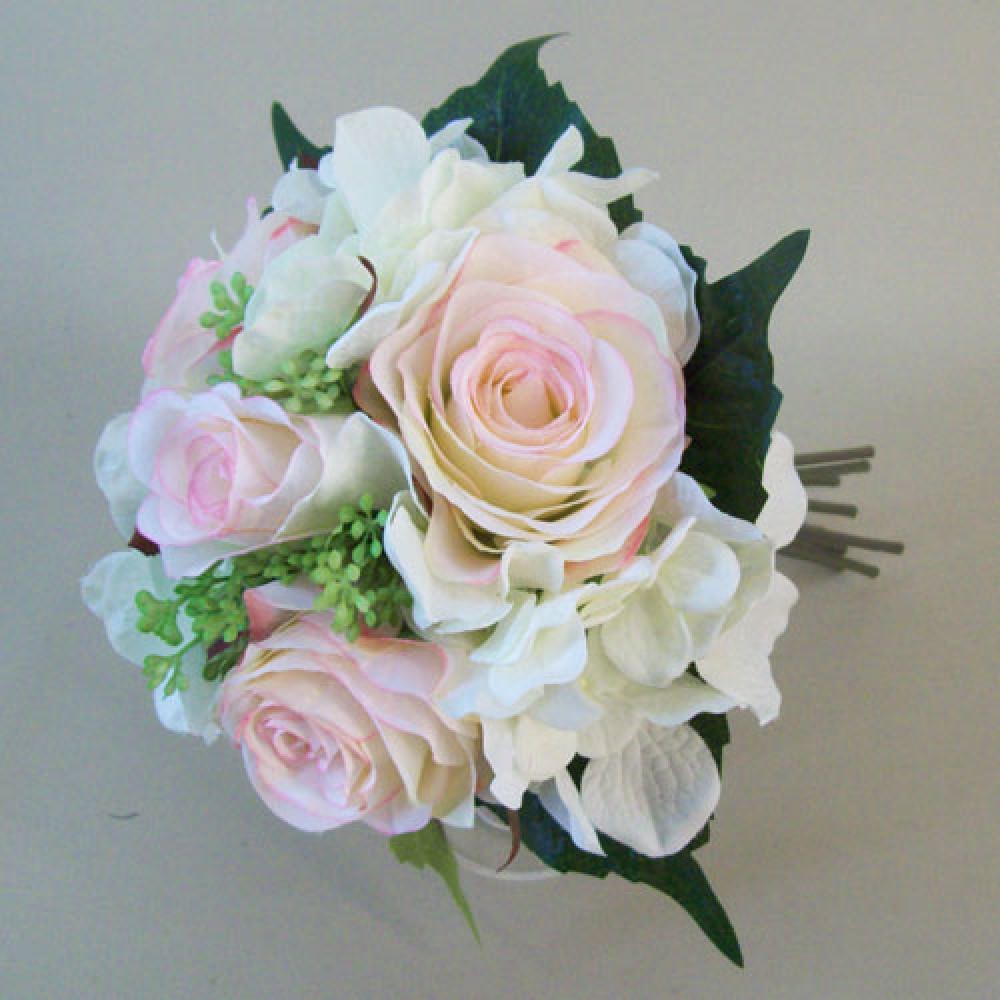 Artificial Roses Hydrangeas and Berries Posy Blush Pink 30cm